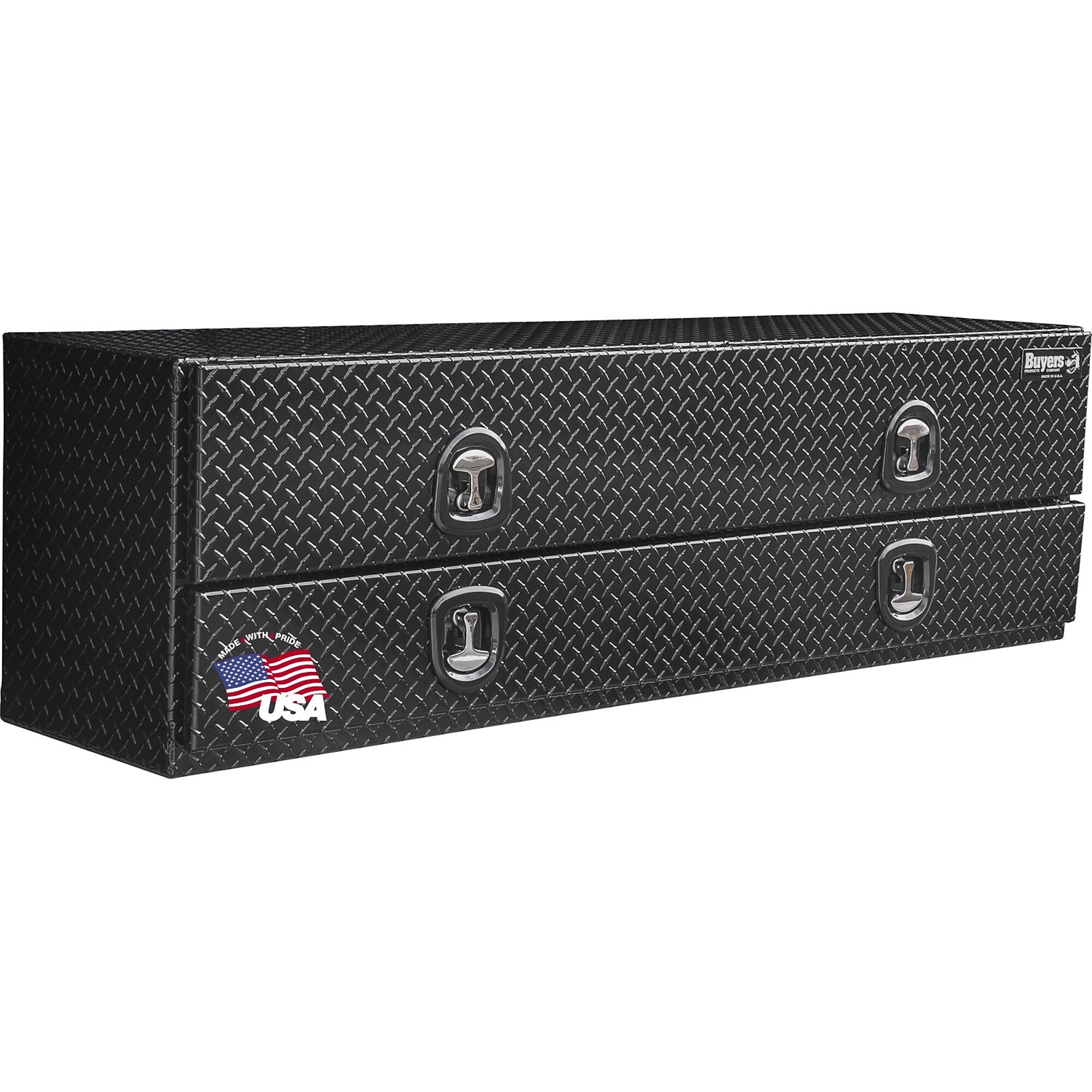 Buyers Products 21x18x88 Inch Gloss Black Diamond Tread Aluminum Heavy-Duty Flatbed Contractor With Lower Door ,Model# 1721583